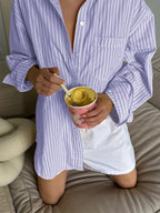 Oversized Striped Button-down Shirt (26)