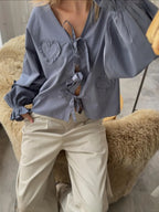 Tied Flounce Sleeve Blouse (9)
