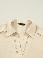 Johnny Collar Roll-up Sleeve Blouse (13)