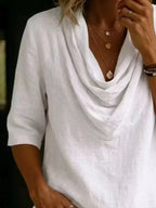 Full Size Cowl Neck 3/4 Sleeve Top Plus (2)