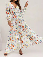 Bohemian Printed Maxi Dress Plunging Neckline (9)