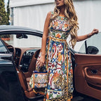 Sleeveless Midi Retro Print Dress photo 5