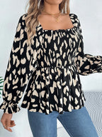 Square Neck Flounce Sleeve Blouse (3)