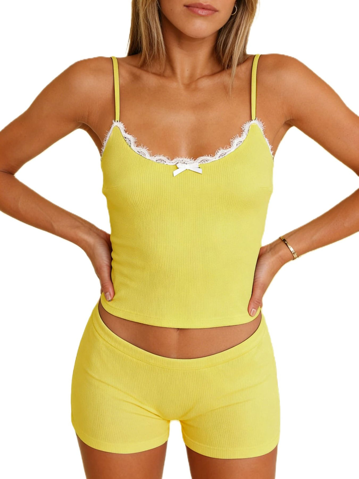 Contrast Trim Cami Shorts Set (25)