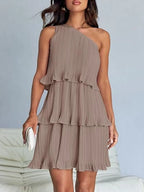 Layered Single Shoulder Mini Dress (6)