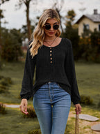 Round Neck Button-down Long Sleeve Tee (18)