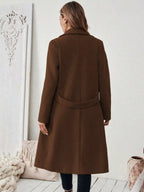Full Size Elegant Lapel Collar Belted Coat Pockets Plus (11)