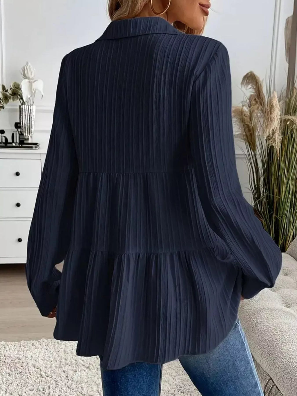 Button-down Long Sleeve Tiered Shirt (14)