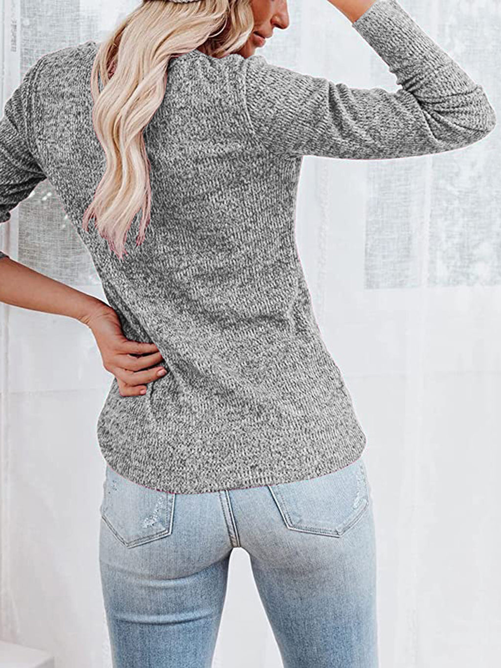Round Neck Buttoned Long Sleeve T-shirt (11)