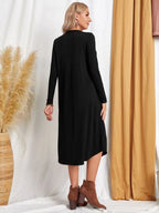 Pocketed Round Neck Long Sleeve Tee Dress (12)