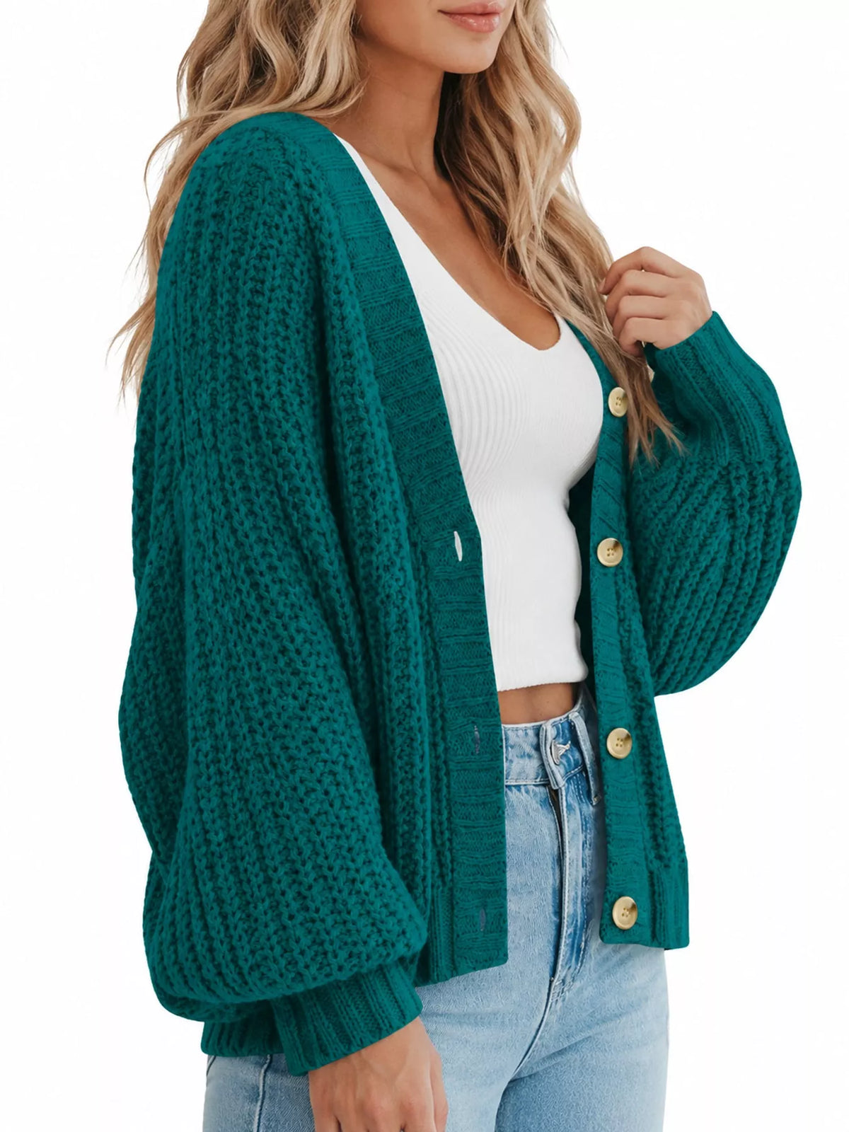 Full Size Chunky Knit Button-down Cardigan Plus (26)