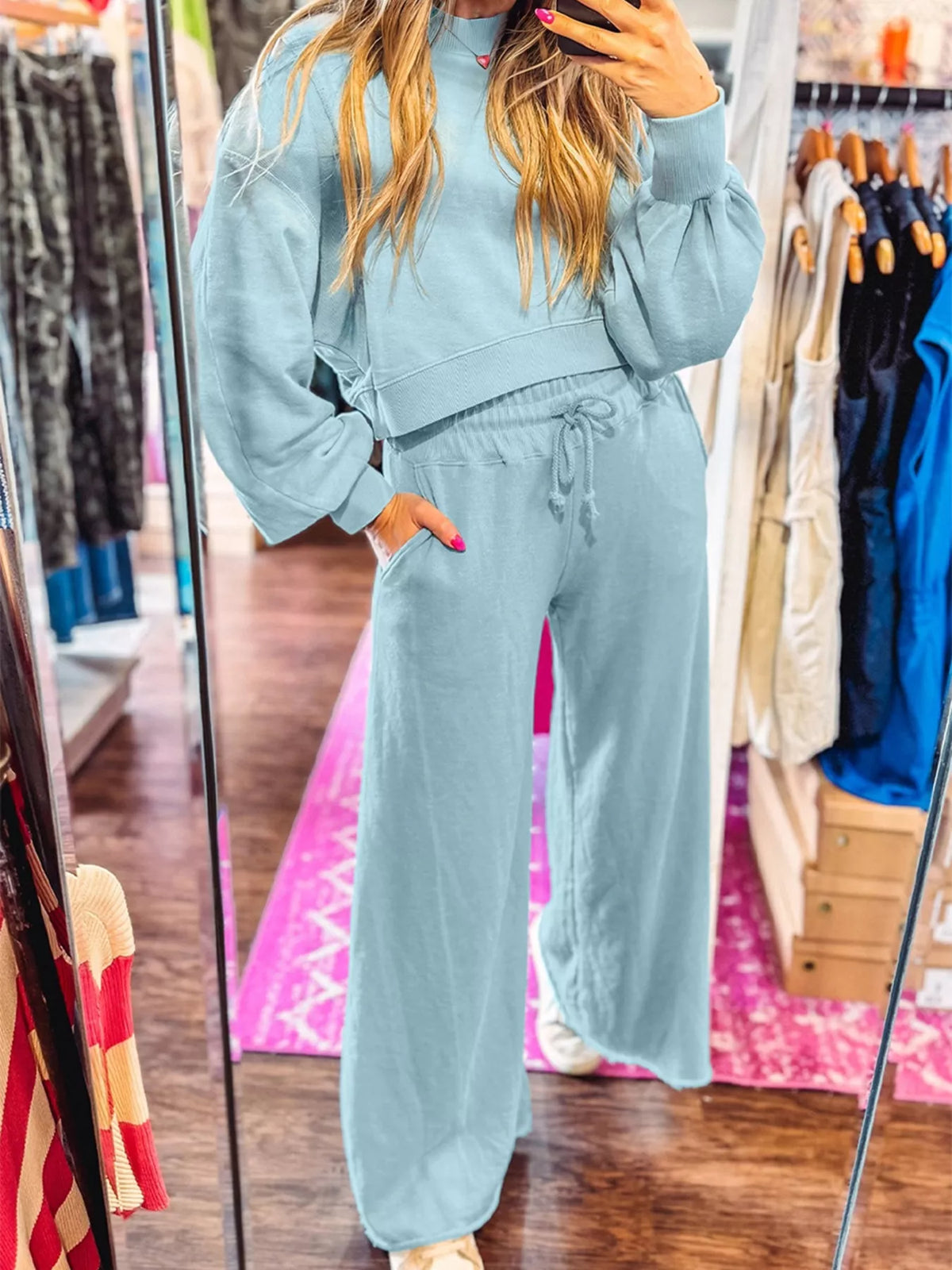 Shoulder Drawstring Wide Leg Set (14)
