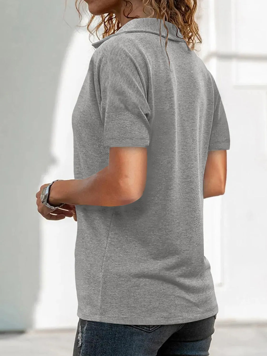 Zip Collar Short Sleeve Top (8)