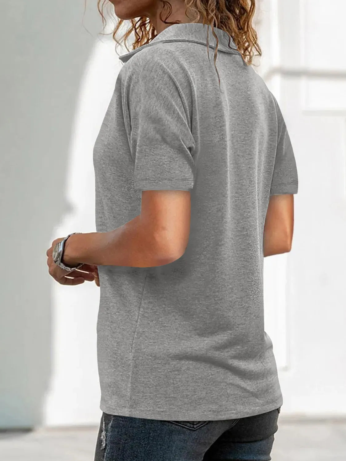 Zip Collar Short Sleeve Top (8)