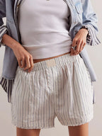 Striped Elastic Waist Shorts (2)