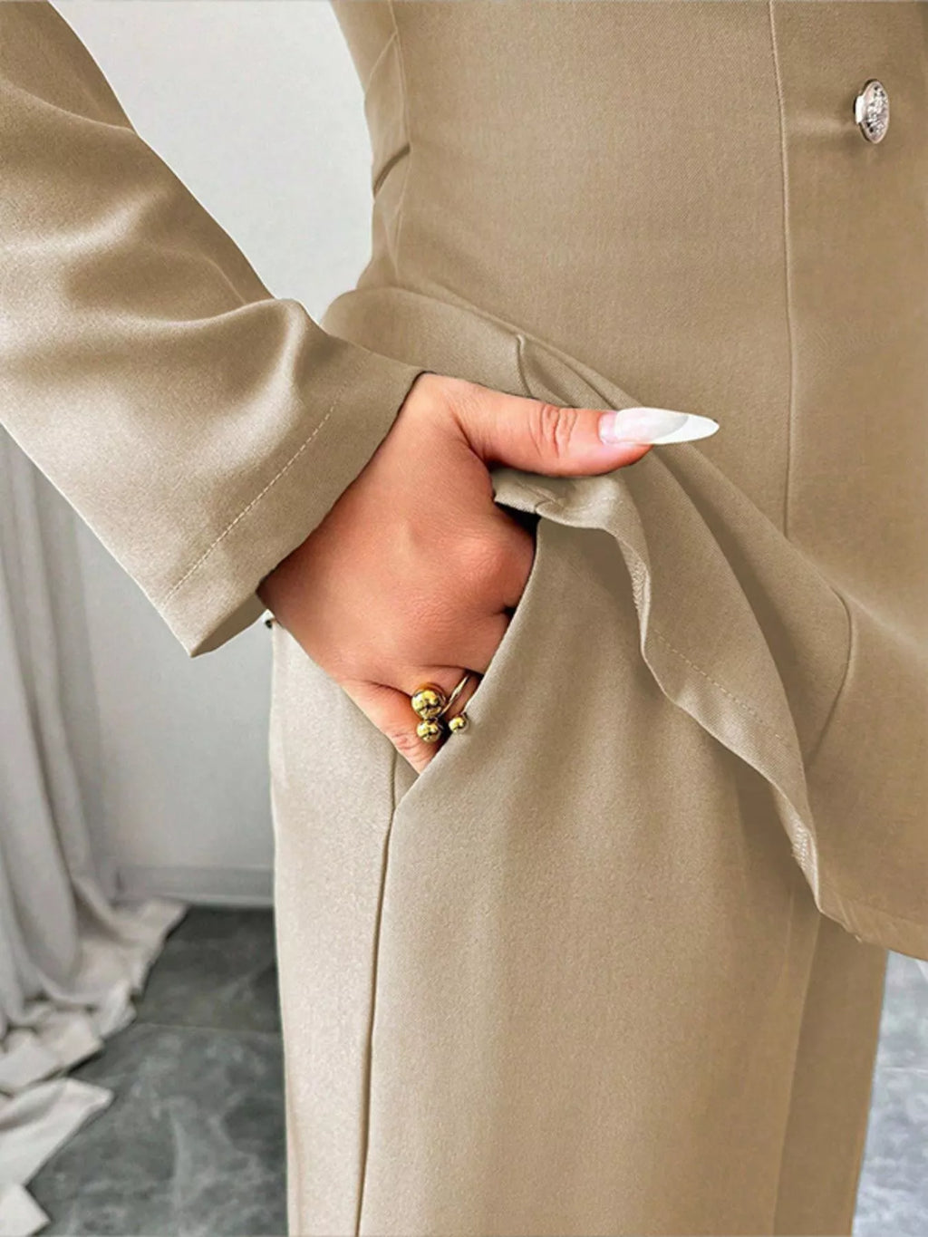 One Button Blazer Pants Set (26)