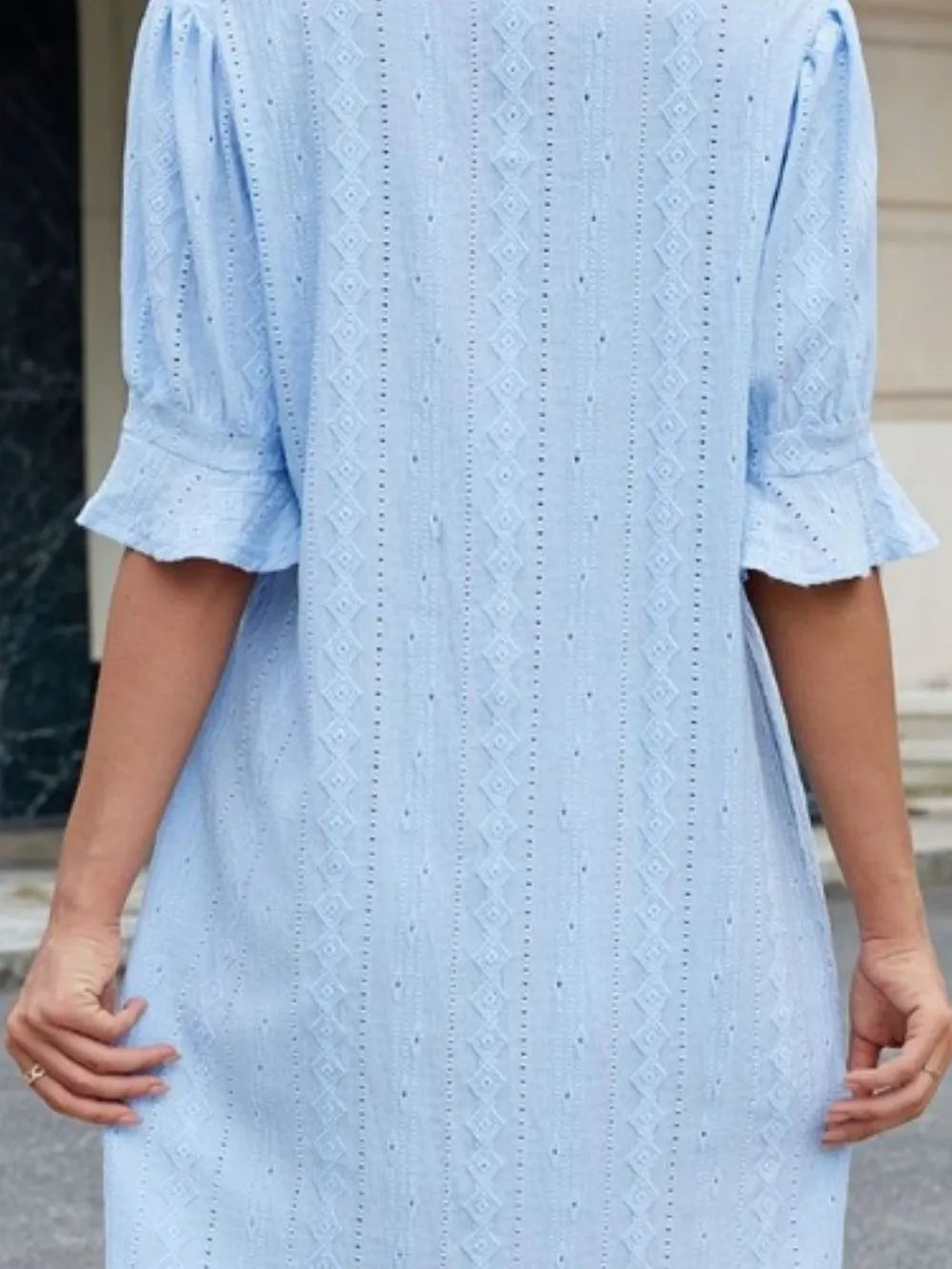Eyelet Flounce Sleeve Mini Dress (15)