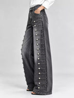 Decorative Button Wide-leg Jeans (10)