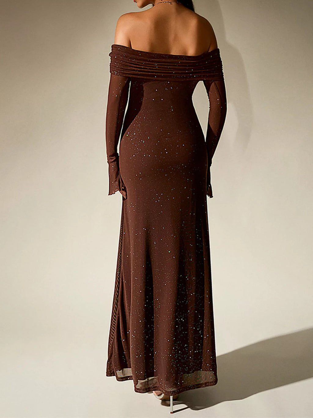 Glitter Off-shoulder Maxi Dress (7)