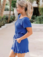 Ruffled Boat Neck Short Sleeve Romper (2)