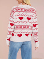 Heart Bow Pattern Round Neck Sweater (12)