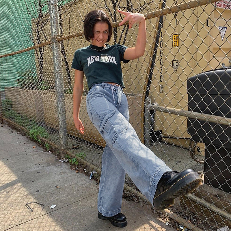 Denim Straight Leg Pants photo 2