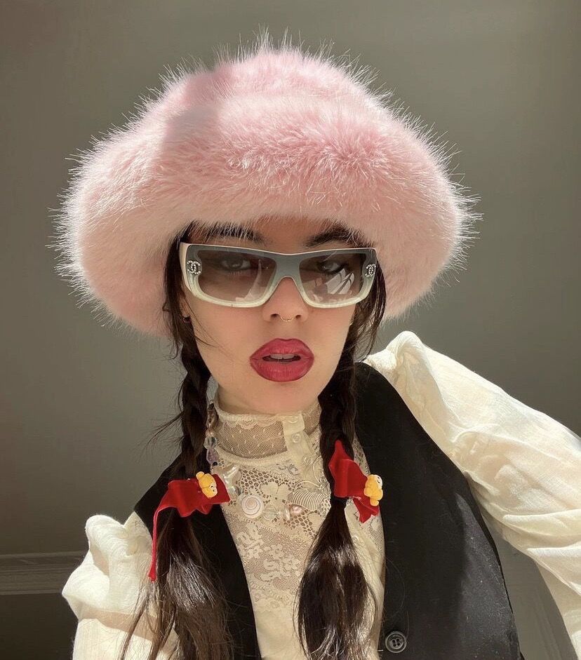 Faux Fur Straw Hat Winter photo 2