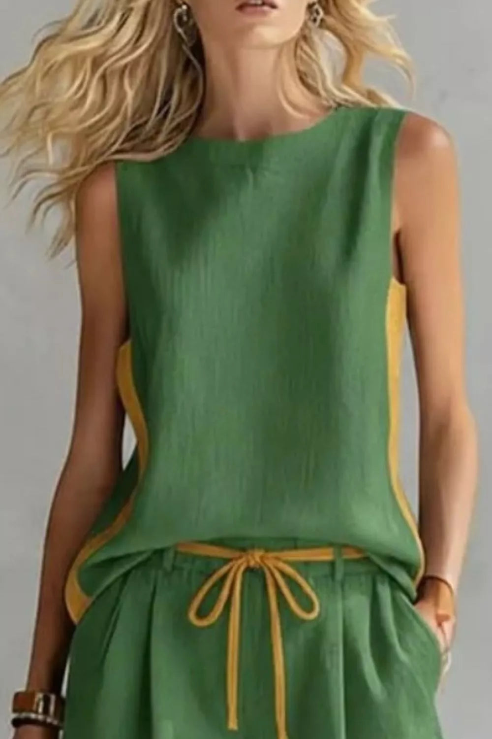 Contrast Trim Tank Shorts Set (8)