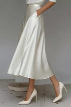 Satin A-line Midi Skirt (4)