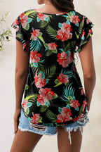 Printed Round Neck Short Sleeve T-shirt (18)