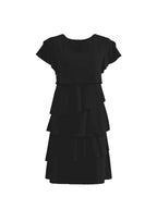 Casual Layered Round Neck Ruffled Sleeve Dress (7)