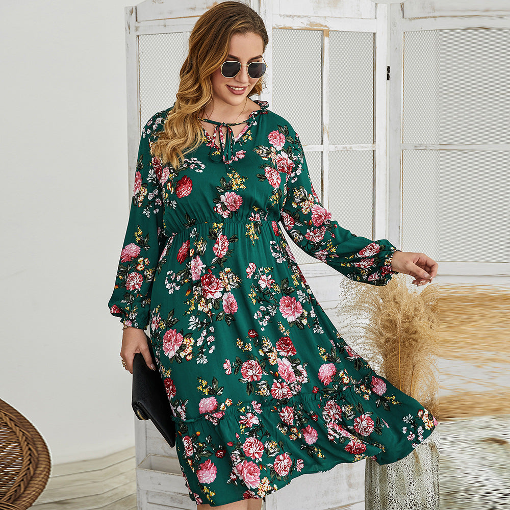 Printed Woven High Waist Floral Waist Dress photo 4