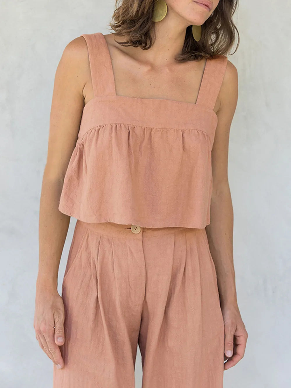 Square Neck Wide Strap Top Pants Set (11)