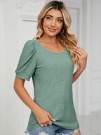Ruched Notched Long Sleeve T-shirt (2)