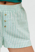 Striped Elastic Waist Shorts (6)