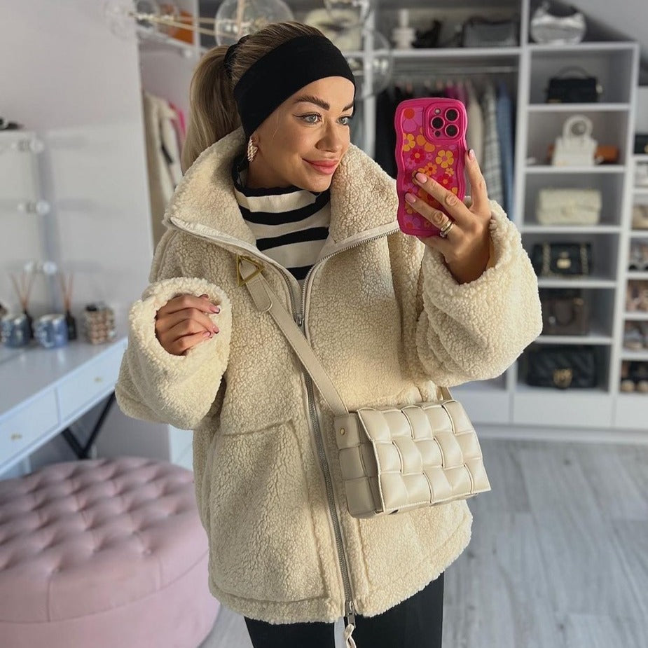Lamb Wool Turtleneck Woolen Coat photo 2