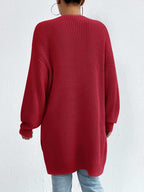 Open Front Dropped Shoulder Slit Cardigan (17)