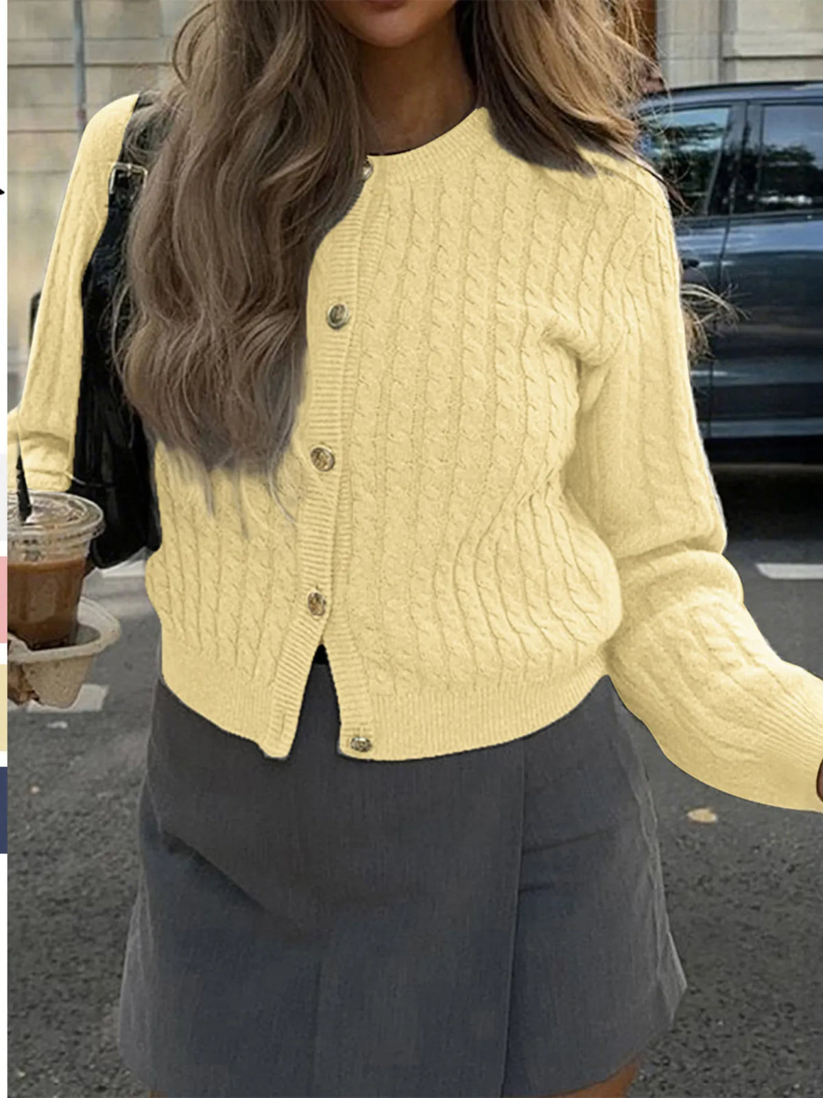 Cable Knit Button-up Cardigan (11)