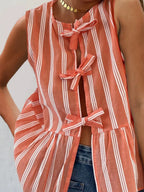 Tied Striped Round Neck Tank (12)