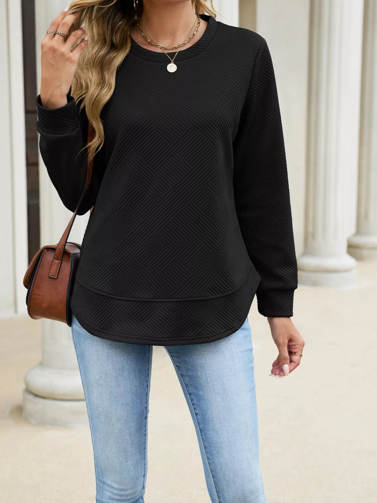 Textured Crew Neck Sweatshirt (18)