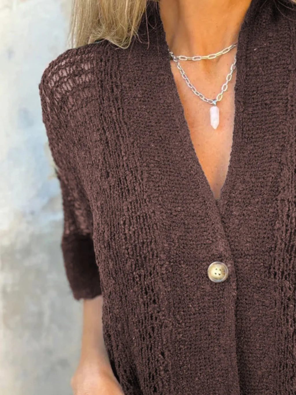 Full Size One Button Half Sleeve Cardigan Plus (12)