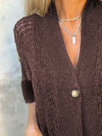 Full Size One Button Half Sleeve Cardigan Plus (12)