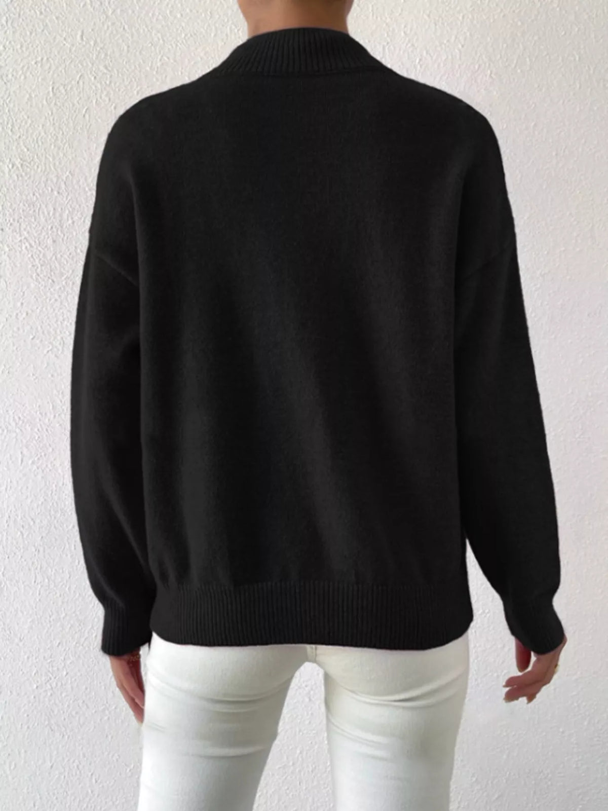 Mock Neck Dropped Shoulder Sweater (10)