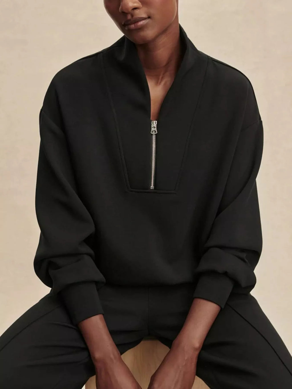 Quarter-zip Sweatshirt Wide-leg Pants Set (6)