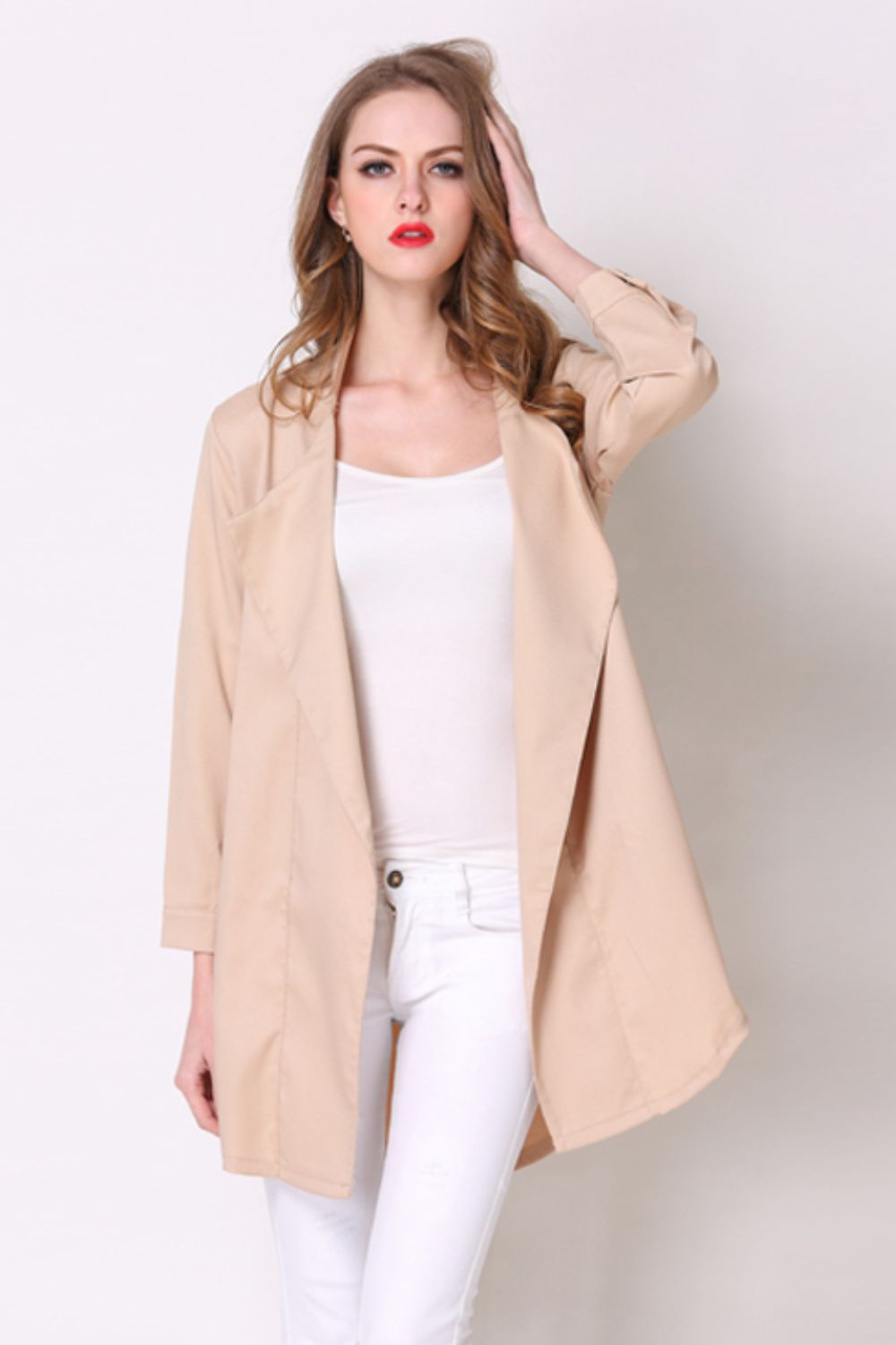 Full Size Open Front Longline Trench Coat (3)