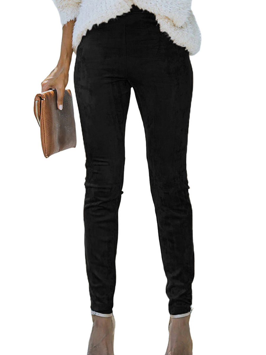 European American Simple Versatile Faux Fur Cropped Trousers photo 8
