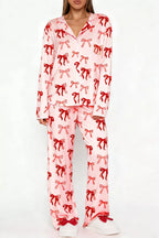 Bow Print Top Wide Leg Pants Lounge Set (7)