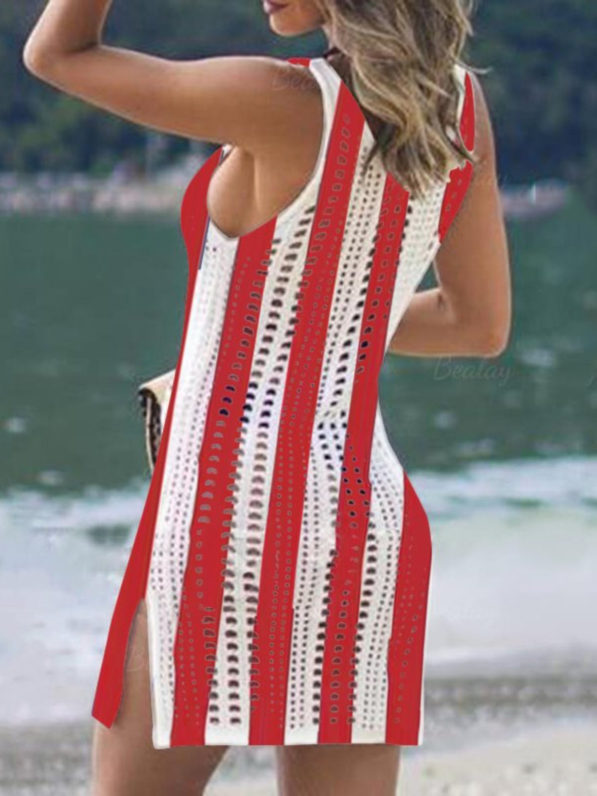 Slit Openwork Sleeveless Knit Cover Up (5)