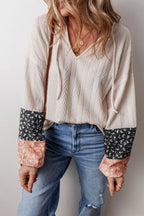 Block Tie Neck Long Sleeve Top (3)