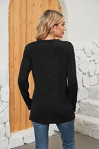 Notched Neck Long Sleeve T-shirt (6)